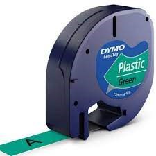 Fita Dymo Letratag Plástico 12mmx4m Ref.91204 Preto/Verde