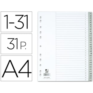 Indice Separador Q-Connect, A4, PP, 1 a 31, KF01898, c/index