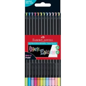Lápis côr Faber Black Edition C/ 12 cores, Pastel+Neon