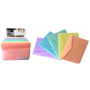 Envelope Plástico c/Velcro HFP A4 R.902, Pastel, Exp. c/120