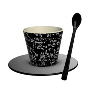 Copo de café, 90ml, c/ prato+colher RPET, ID5218, Mat.