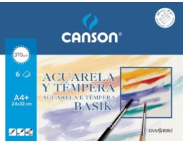 Papel Aguarela Canson Basik, A4, Rª.6416, 370grs, pack 6Fls