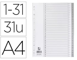 Indice Separador Q-Connect, A4, PP, 1 a 31, KF01895, c/index