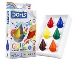 Lapis Cera Doms Grippie, plástico, Ref. 80523, Cx. c/6cores