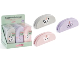 Bolsa p/ lápis, Apli, 16580,  Silicone, Puppies Friends, Sor