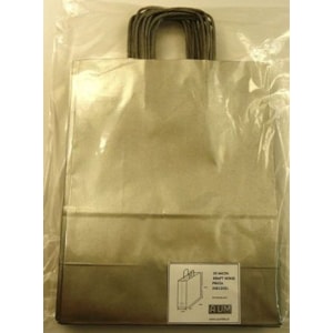 Saco c/ asa torcida 24X12X31cm Kraft Prata, Emb. 10