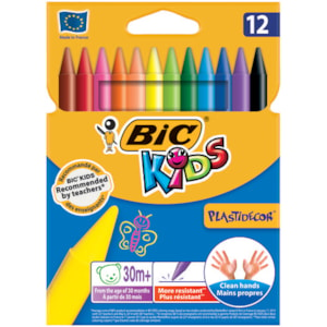 Lãpis cera Bic Kids Plastidecor, bl. c/12 cores