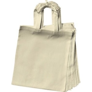 Saco algodão natural c/ asa curta, 38X42cm