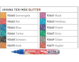 Marcador JAVANA Textil, Glitter, 2-4mm, Amarelo