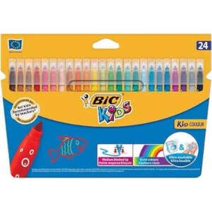 Marcadores Bic Kids, carteira c/ 24 cores