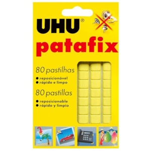 Cola UHU Patafix, reutilizável, blister 60grs, amarelo 40498