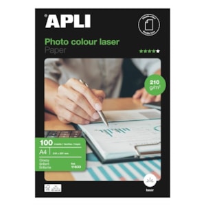 Papel Apli A4 Laser Glossy 2 faces 210 grs Ref. 11833 c/100