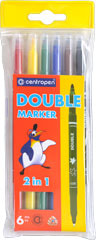 Marcador Centropen Ergo Ponta Dupla, ref.3651, 6 cores