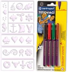 Marcador Centropen Tattoo,Set c/4 + Stencil 2880.04
