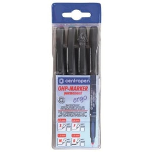 Marcador Centropen p/ Acetato OHP Perm. 2634, S, Bl. c/4