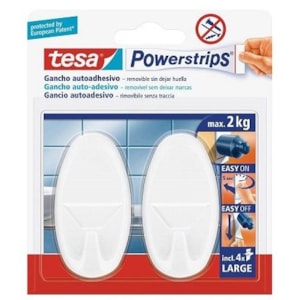 Autoc. Tesa Powerstrips 58013 2 Ganchos Ovais+4 Tiras