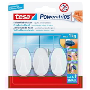 Autoc. Tesa Powerstrips 57533 3 Mini Ganchos Ovais+4 Tiras