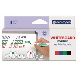 Marcador Centropen Quad. Branco Ref.8559/04, Cx. c/4 cores