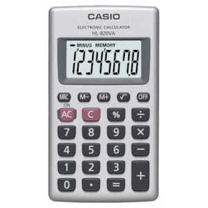 Máquina Calcular Casio HL820 VER Bolso, Tampa Rigida