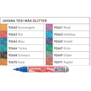 Marcador JAVANA Textil, Glitter, 2-4mm, Preto