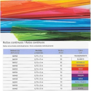Papel Celofane Rl. c/0.70X5m Cristalcolor Ref 06934 Az. Fte