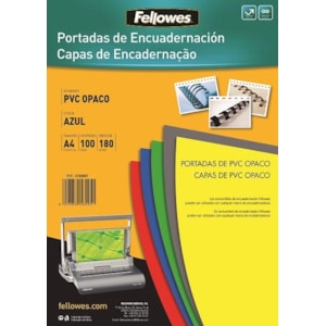 Capas Fellowes PVC Cores Opacas A4 180 Mic Cinza Pack 100 Fs