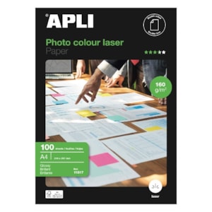 Papel Apli A4 Laser Glossy 2 faces 160 grs Ref. 11817 c/100