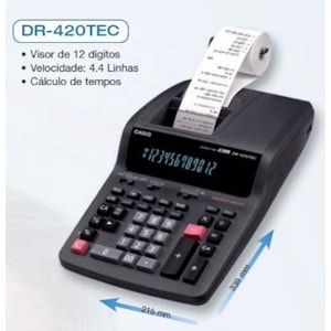 Máquina Calcular Casio DR420TEC c/rolo 12 Dig.
