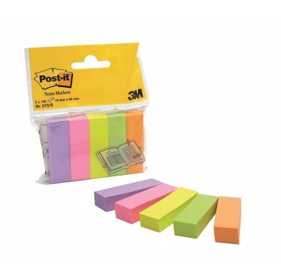 Blocos Mini Notas Post It 670/5 cores 15x50mm AUM