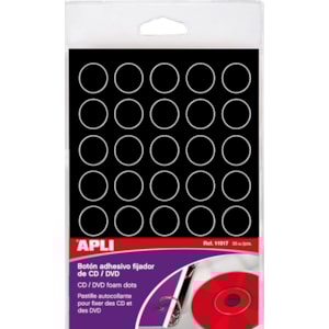 Suportes adesivos Apli 11917, P/ CD/DVD, Bl. c/35 Uni. Pto