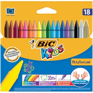 Lãpis cera Bic Kids Plastidecor, bl. c/18 cores