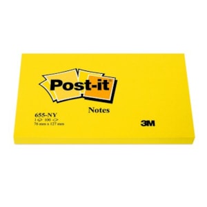 Blocos Post It, 76x127mm refª 655-NY, amarelo Neon