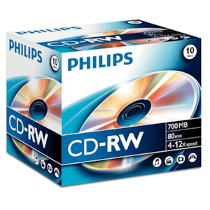 CD -RW 700Mb 4x12x 80min Philips, Pack 10