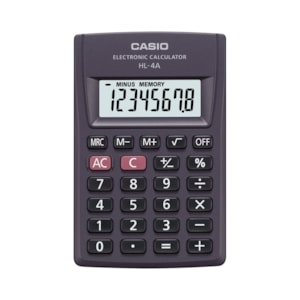 Máquina Calcular Casio HL 4A, Bolso, 8 Dígitos