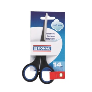Tesoura Donau, Cabo Plástico, soft grip, 14 cm