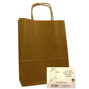 Saco c/ asa torcida 18X8X24cm Kraft Natural