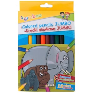 Lápis Côr Gimboo, Jumbo, Hexagonal, longos, c/12 cores