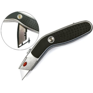 X-acto de segurança, Q-Connect KF16816, metálico, pega pl.