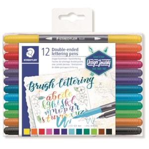 Marcador Staedtler, 3004, dupla ponta, Lettering, Cx.12
