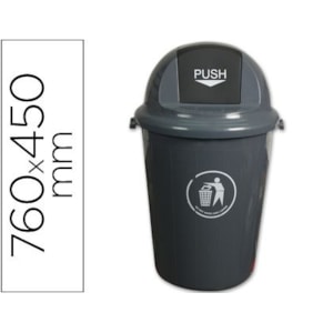 Balde p/ lixo Q-Connect KF04237, 80L. Pl. cinza, tampa girat