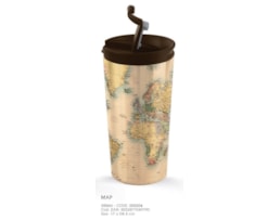 Copo térmico aço Inox, p. dupla, 350ml, ID0204, Mapas