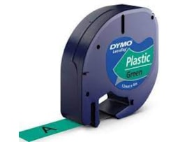 Fita Dymo Letratag Plástico 12mmx4m Ref.91204 Preto/Verde