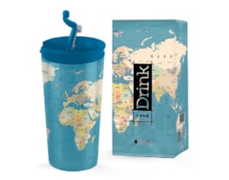 Copo térmico aço Inox, p. dupla, 350ml, ID0217, Mapa Azul