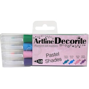 Marcador Artline Decorite, Permanente , 1mm c/ 4, pastel