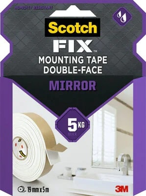 Fita Cola Scotch Dupla, 5mx19mm, montagem espelhos | AUM