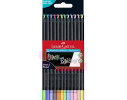 Lápis côr Faber Black Edition C/ 12 cores, Pastel+Neon