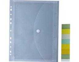 Envelope plastico c/velcro HFP A4 c/ fole refª 35561, transp