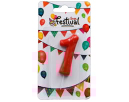 Vela de celebração de número 1, c/ 6cm, vermelho
