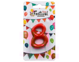 Vela de celebração de número 8, c/ 6cm, vermelho