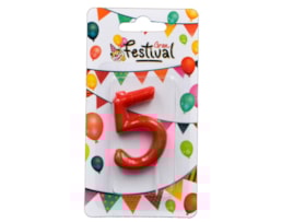 Vela de celebração de número 5, c/ 6cm, vermelho